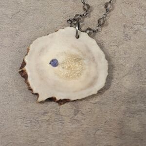 Custom Silver/gem Necklace With Deer Antler Pendant